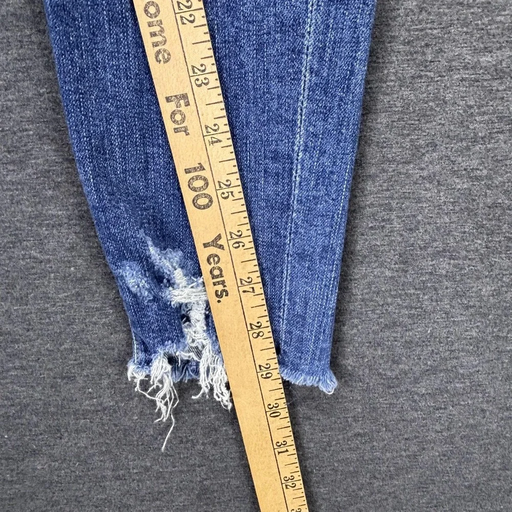 AGOLDE Jeans Womens 27 Blue Distressed Skinny Raw Hem Mid Rise 28x29‎ Made USA